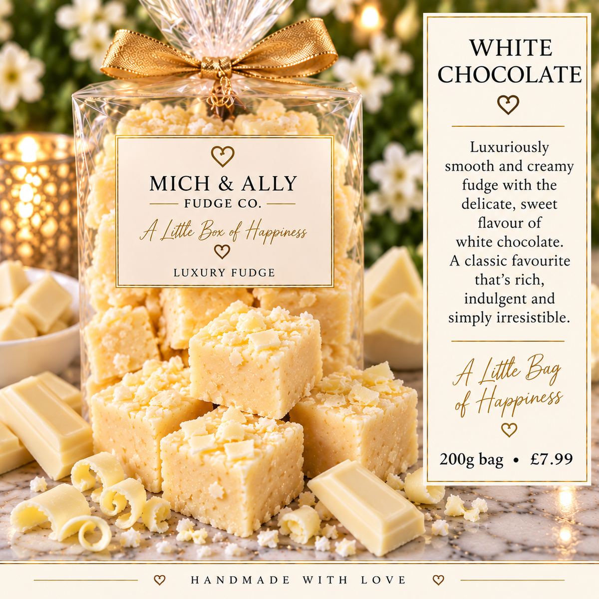 White chocolate luxury fudge