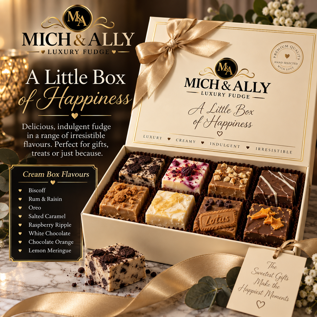 Mich & Ally Cream Box- luxury Fudge